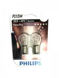 Автолампа  12V P21/5W (BAY15d) Vision Plus +50% (блистер 2шт) 12499VPB2 PHILIPS