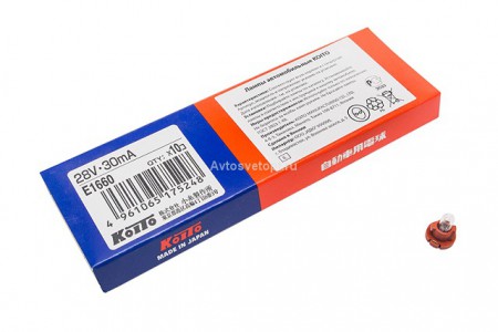 Автолампа 28V 30mA T4.2  - пластик. цоколь (белый) E1660 Koito