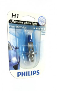 Автолампа H1 12V 55W (P14.5s) Diamond Vision 5000K (блистер) 12258DVB1 PHILIPS Автолампа H1 12V 55W (P14.5s) Diamond Vision 5000K (блистер) 12258DVB1 PHILIPS