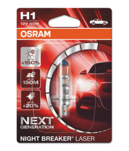 Автолампа H1 12V 55W (P14.5s) Night Breaker Laser +150% 64150NL-01B OSRAM Автолампа H1 12V 55W (P14.5s) Night Breaker Laser +150% 64150NL-01B OSRAM