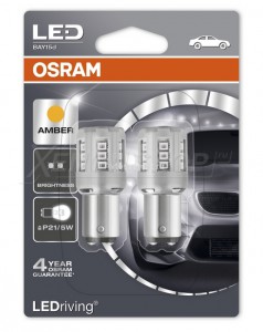 Светодиод 12V 2/0,4W P21/5W (BAY15d) янтарный (блистер 2шт) (1457YE-02B) OSRAM