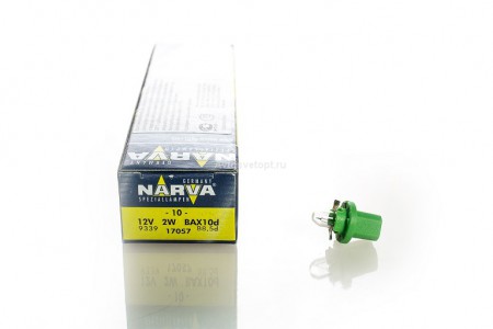 Автолампа 12V BAX10d  2W (BAX8.5d/2)  y-green 17057 NARVA